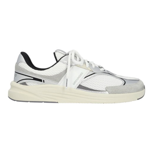 Groundies Minimal-Sneaker Starlite 2.0 (Zero Drop, Nappaleder/Velourleder) weiss/silber/schwarz