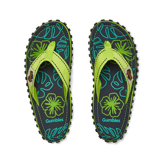 Gumbies Zehensandalen Original Flip Flops Lime Hibiscus limegrün