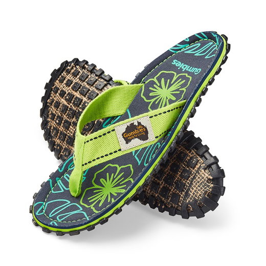 Gumbies Zehensandalen Original Flip Flops Lime Hibiscus limegrün