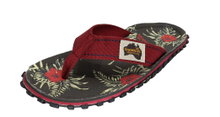 Gumbies Zehensandalen Original Flip Flops Hibiscus grau/rot Herren