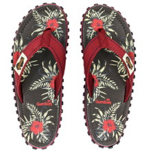 Gumbies Zehensandalen Original Flip Flops Hibiscus grau/rot Herren
