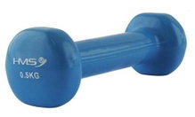 HMS Fitness Kurzhantel (Gusseisen mit Vinylbeschichtung) 0,5kg blau - 1 Stück