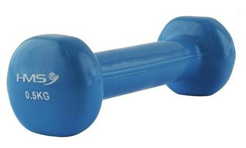 HMS Fitness Kurzhantel (Gusseisen mit Vinylbeschichtung) 0,5kg blau - 1 Stück