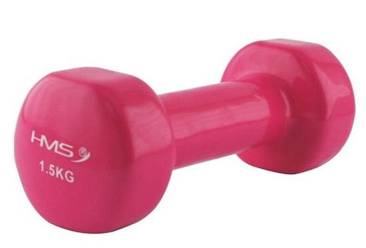 HMS Fitness 17023 Kurzhantel aus Gusseisen mit Vinylbeschichtung 1,5kg pink - 1 Stück