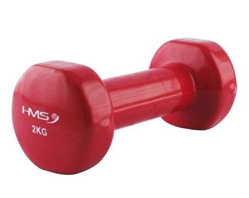 HMS Fitness 17023 Dumbbell made of cast iron with vinyl coating 2kg red- 1 piece