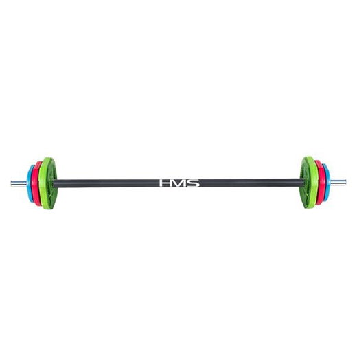 HMS Fitness Langhantelset SBP20 (6 Scheiben, Chromstahl, Gummi) 20 kg