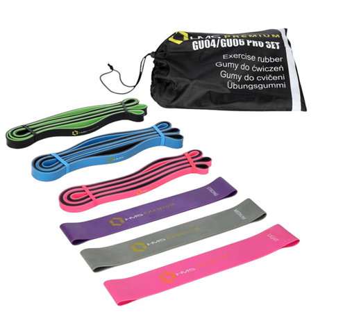 HMS Premium Widerstandsband GU04 GU06 Pro Set sortiert/bunt - 6 Stück