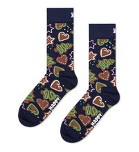 Happy Socks Tagessocke Crew Gingerbread Cookies (Lebkuchen) navyblau/braun - 1 Paar