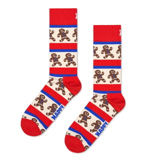 Happy Socks Tagessocke Crew Gingerbread Stripe (Lebkuchen) rot/beige - 1 Paar