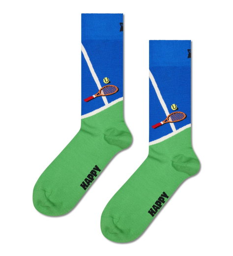 Happy Socks Tagessocke Crew Tennisschläger blau/grün - 1 Paar