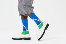 Happy Socks Tagessocke Crew Tennisschläger blau/grün - 1 Paar