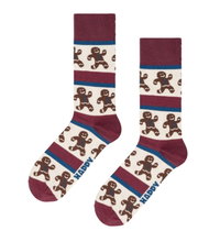 Happy Socks Tagessocke Crew Gingerbread Stripe (Lebkuchen) dunkelrot/weiss - 1 Paar