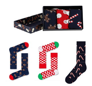 Happy Socks Tagessocke Crew Gingerbread Geschenkbox - 3 Paar