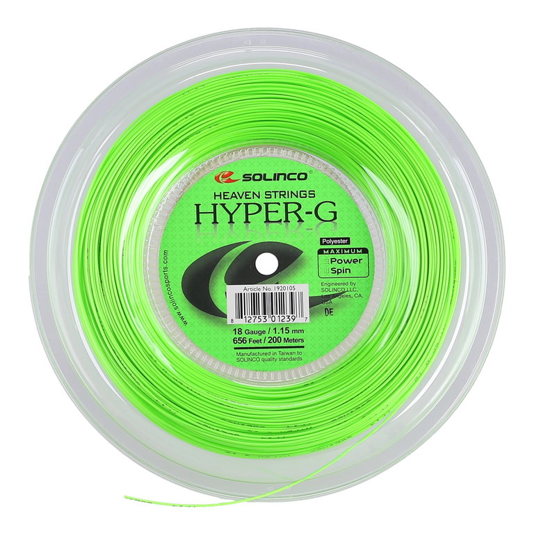 Solinco Tennissaite Hyper G (Haltbarkeit+Power) grün 200m Rolle