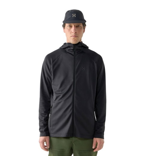 Haglöfs Fleecejacka Korp Mid Hood (Midlayer, oddychająca) czarna męska