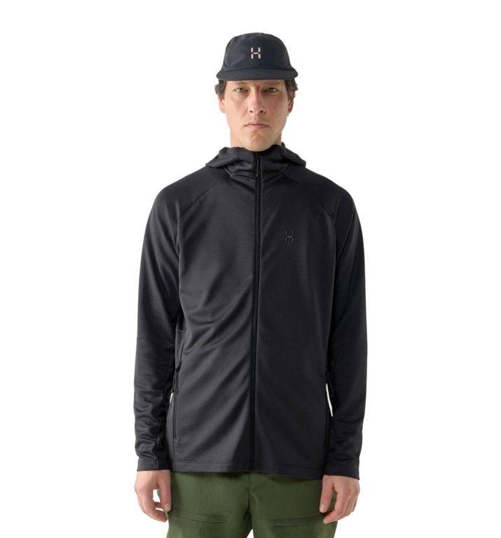 Haglöfs Fleecejacke Korp Mid Hood (Midlayer, atmungsaktiv) schwarz Herren