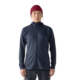 Haglöfs Fleecejacke Korp Mid Hood (Midlayer, atmungsaktiv) dunkelblau Herren