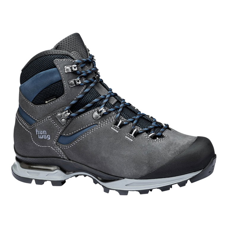 Hanwag Wanderschuhe Tatra Light Bunion GTX (Velourleder, wasserdicht, Trekking, Hallux Valgus Variante) asphaltgrau/blau Herren