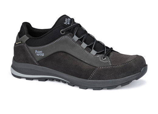 Hanwag Wanderschuhe Banks Low GTX (Nubuk-und Veloursleder, wasserdicht) asphaltgrau/schwarz Herren
