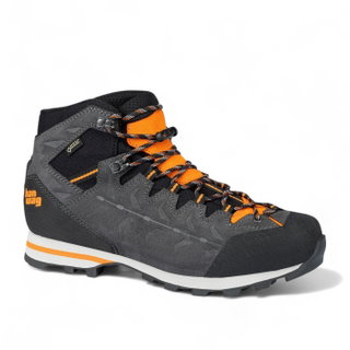 Buty trekkingowe Hanwag Makra Light GTX (do podejścia, wodoodporne, zamsz) asfaltowo-szare/pomarańczowe męskie
