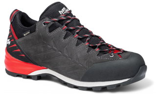 Hanwag Wanderschuhe Makra Pro Low Bunion GTX (Zustieg, wasserdicht, Veloursleder) asphaltgrau/rot Herren