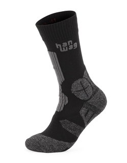 Hanwag Trekkingsocke Crew Trek Sock (schnelltrocknend, mittelstarke Polsterung) asphaltgrau/schwarz - 1 Paar