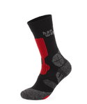 Hanwag Trekkingsocke Crew Trek Sock (schnelltrocknend, mittelstarke Polsterung) asphaltgrau/schwarz/rot - 1 Paar