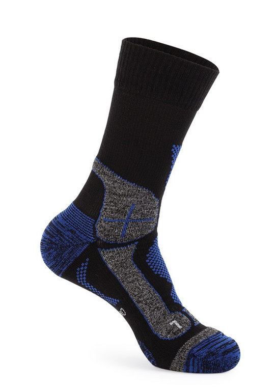 Hanwag Trekking Sock Crew Trek Merino Sock (Merino Wool, High Comfort) Black/Blue - 1 Pair