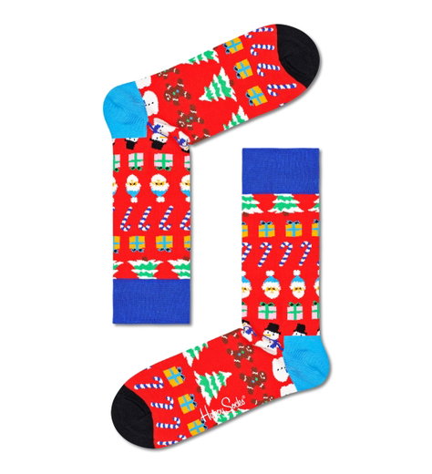 Happy Socks Tagessocke Crew All I Want For Christmas rot - 1 Paar