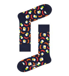 Happy Socks Daily Sock Crew Beer and Sausage dark blue - 1 pair