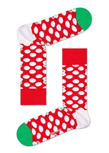 Happy Socks Tagessocke Crew Big Dot Snowman (Schneemann) rot/grün - 1 Paar