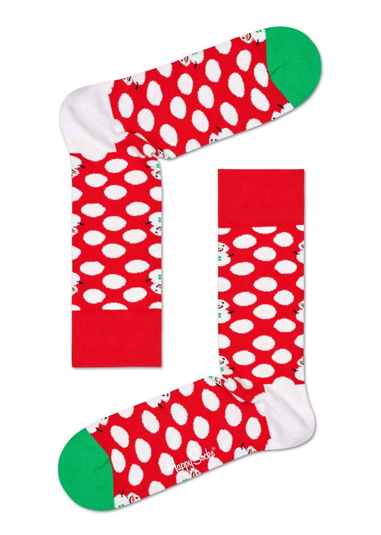 Happy Socks Daily Sock Crew Big Dot Snowman (Snowman) red/green - 1 Pair