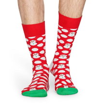 Happy Socks Tagessocke Crew Big Dot Snowman (Schneemann) rot/grün - 1 Paar