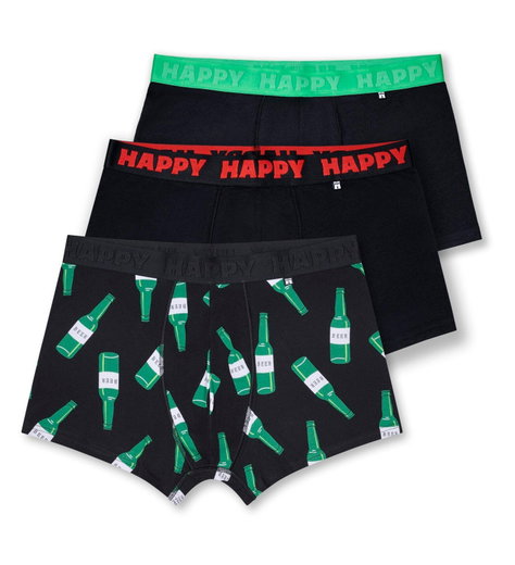 Happy Socks Unterwäsche Boxershorts Beer (Baumwolle) mehrfarbig schwarz Herren - 3 Stück