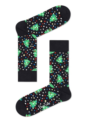 Happy Socks Tagessocke Crew Christmas Night (Weihnachtsnacht) schwarz - 1 Paar