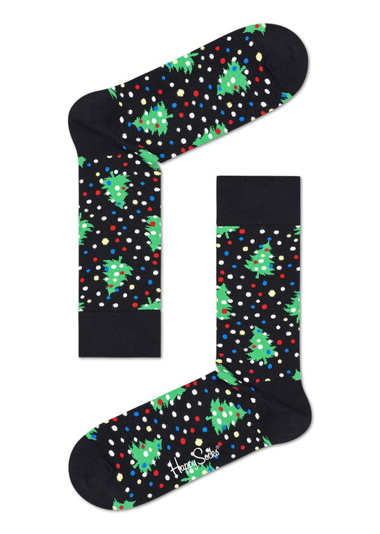 Happy Socks Tagessocke Crew Christmas Night (Weihnachtsnacht) schwarz - 1 Paar