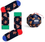 Happy Socks Tagessocke Crew Gingerbread Cookies Gift 2023 navyblau/braun <b>Geschenkbox </b> - 1 Paar