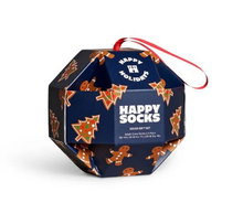 Happy Socks Tagessocke Crew Gingerbread Cookies Gift 2023 navyblau/braun <b>Geschenkbox </b> - 1 Paar