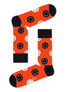 Happy Socks Daily Sock Crew Halloween Smiley orange 1-pack