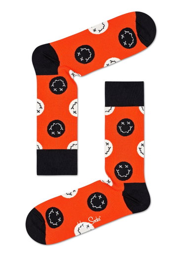Happy Socks Tagessocke Crew Halloween Smiley orange 1er