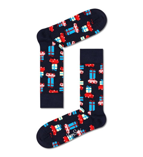 Happy Socks Tagessocke Crew Holiday Shopping (Weihnachten) schwarz - 1 Paar