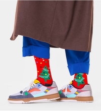 Happy Socks Tagessocke Crew Happy Holidays (Weihnachtsbaum) rot - 1 Paar
