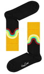 Happy Socks Tagessocke Crew Jumbo Wave Sock schwarz/gelb - 1 Paar