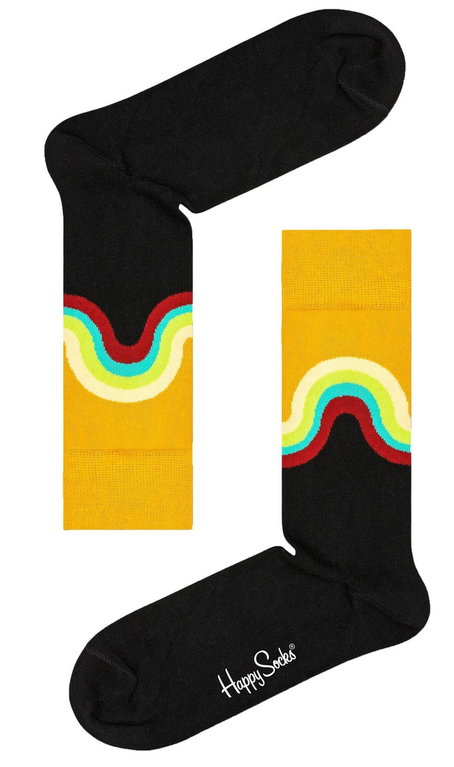 Happy Socks Daily Sock Crew Jumbo Wave Sock black/yellow - 1 Pair