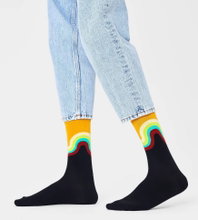 Happy Socks Tagessocke Crew Jumbo Wave Sock schwarz/gelb - 1 Paar