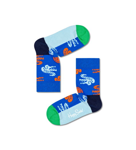 Happy Socks Tagessocke Crew Kids Crocodile (Krokodil) blau Kinder - 1 Paar