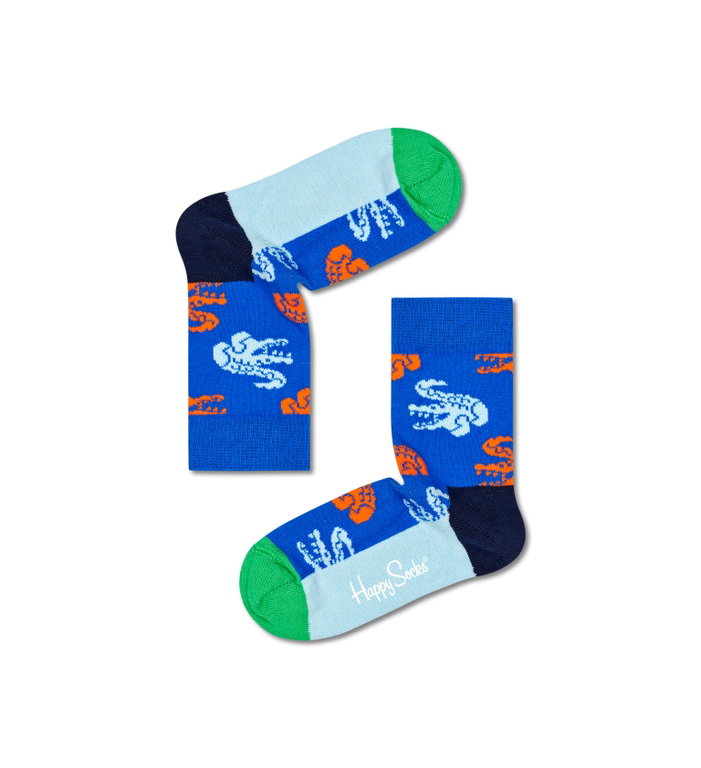 Happy Socks Tagessocke Crew Kids Crocodile (Krokodil) blau Kinder - 1 Paar