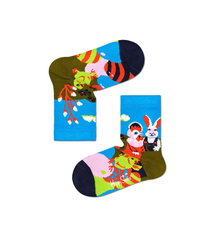 Happy Socks Tagessocke Crew Kids Easter Family (Osterfamilie) blau Kinder - 1 Paar