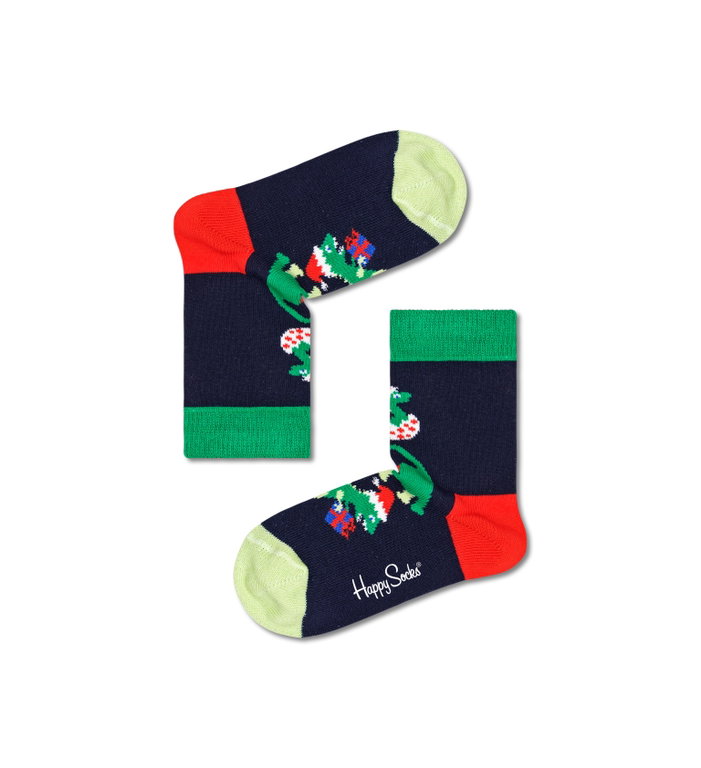 Happy Socks Tagessocke Kids Jumbo Jumbosaurus (Dinosaurier) dunkelblau Jungen/Mädchen - 1 Paar