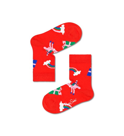 Happy Socks Tagessocke Kids Jumbo Unicorn (Einhorn) rot Jungen/Mädchen - 1 Paar